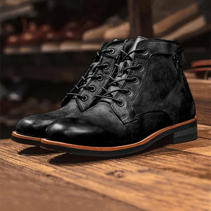 Men's Leather Boots – Vintage Lace-Up Heritage Ankle Design