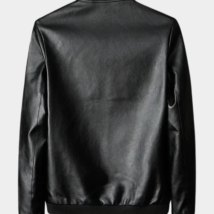 Men's Leather Jacket in Regular Fit – Stand-Collar Zip Layer
