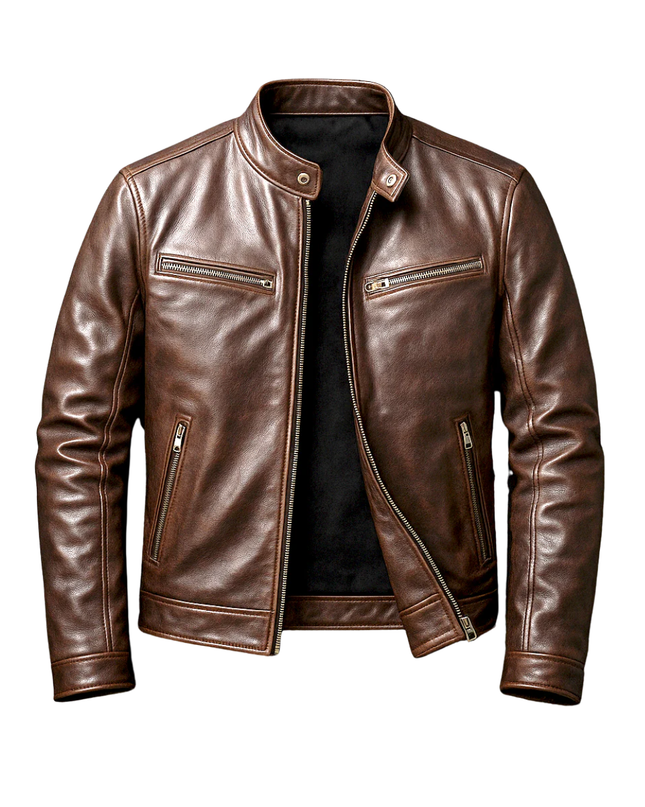 Men's Leather Jacket – Vintage Café Racer Tailored Fit