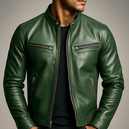 Men's Leather Jacket – Vintage Café Racer Tailored Fit