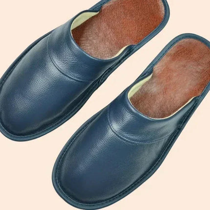 Men's Leather Slippers – Classic Slip-On House Comfort