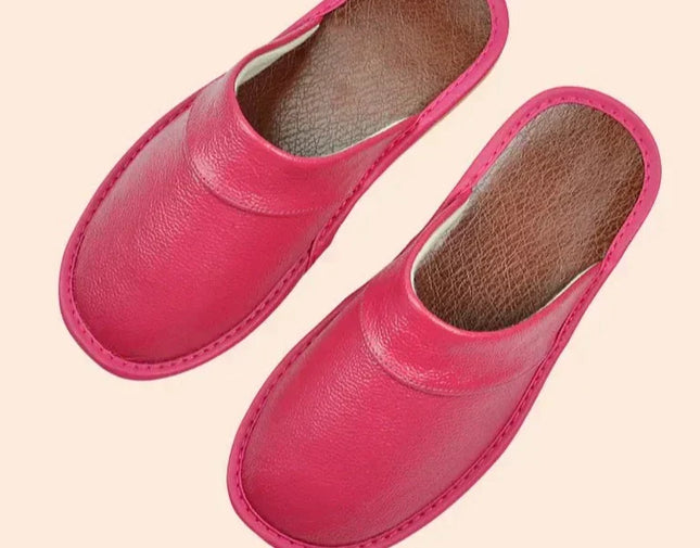 Men's Leather Slippers – Classic Slip-On House Comfort
