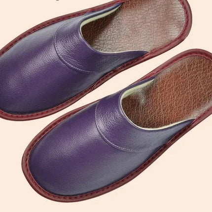 Men's Leather Slippers – Classic Slip-On House Comfort