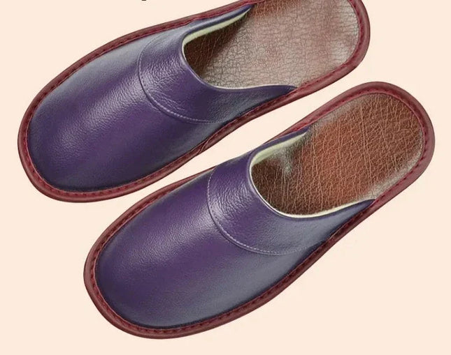 Men's Leather Slippers – Classic Slip-On House Comfort