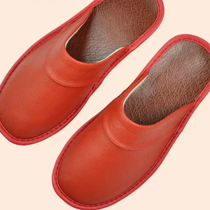 Men's Leather Slippers – Classic Slip-On House Comfort