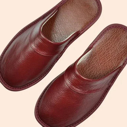 Men's Leather Slippers – Classic Slip-On House Comfort