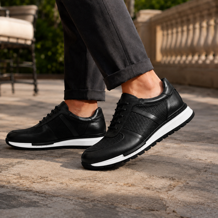 Men's Leather Sneakers in Refined Low-Top Cut – Smart-Casual Style