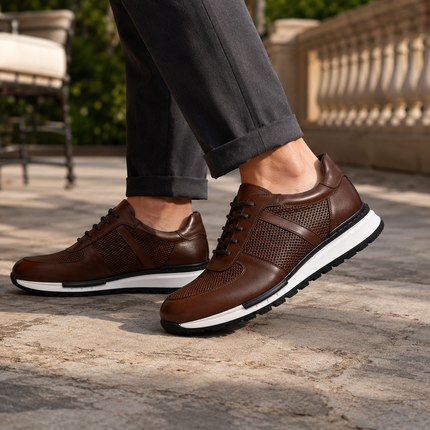 Men's Leather Sneakers in Refined Low-Top Cut – Smart-Casual Style