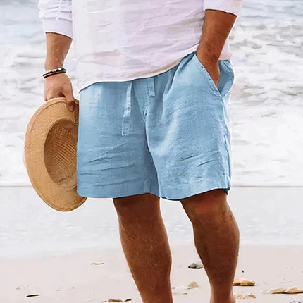 Men's Linen Blend Shorts – Relaxed Drawstring Holiday Fit