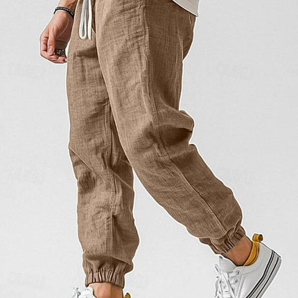 Men's Linen Jogger Trousers – Relaxed Drawstring Summer Fit