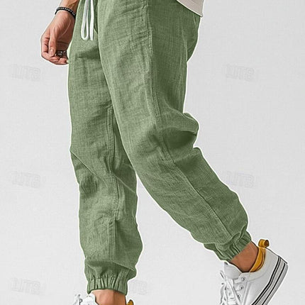 Men's Linen Jogger Trousers – Relaxed Drawstring Summer Fit