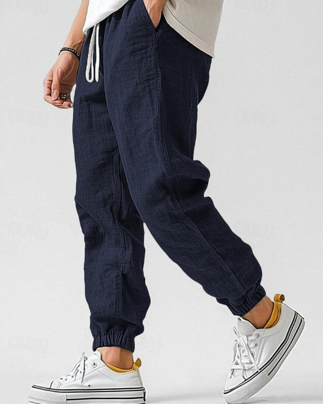 Men's Linen Jogger Trousers – Relaxed Drawstring Summer Fit