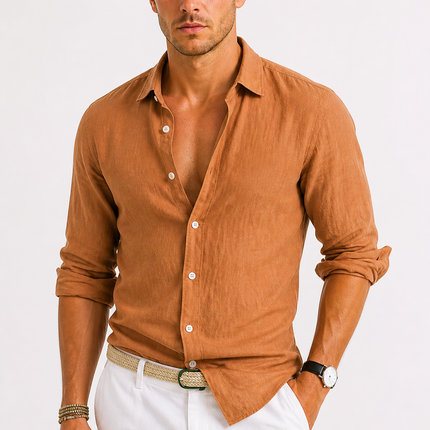 Men's Linen Shirt – Relaxed Roll-Sleeve Summer Tailoring