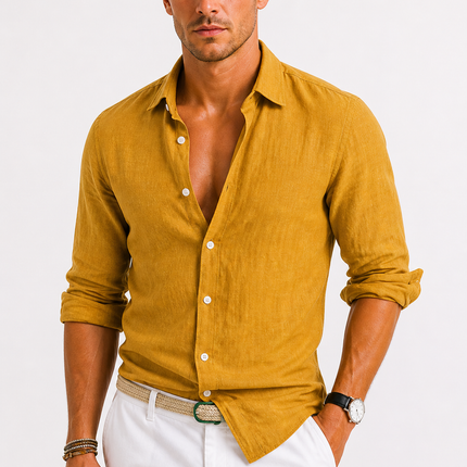 Men's Linen Shirt – Relaxed Roll-Sleeve Summer Tailoring
