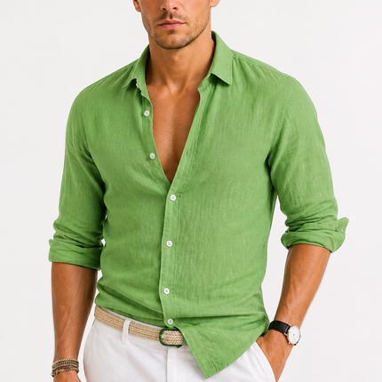 Men's Linen Shirt – Relaxed Roll-Sleeve Summer Tailoring