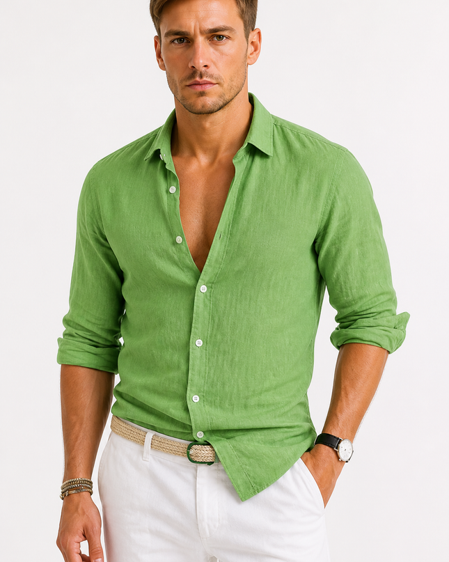 Men's Linen Shirt – Relaxed Roll-Sleeve Summer Tailoring
