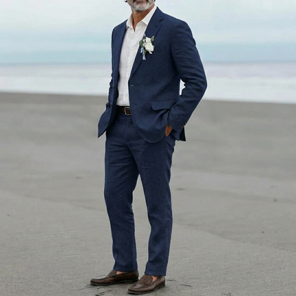 Men's Linen Suit in Relaxed Tailored Fit – Refined Two-Piece