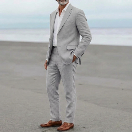 Men's Linen Suit in Relaxed Tailored Fit – Refined Two-Piece