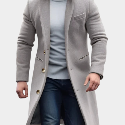 Men's Long Coat in Tailored Cut – Refined Overcoat