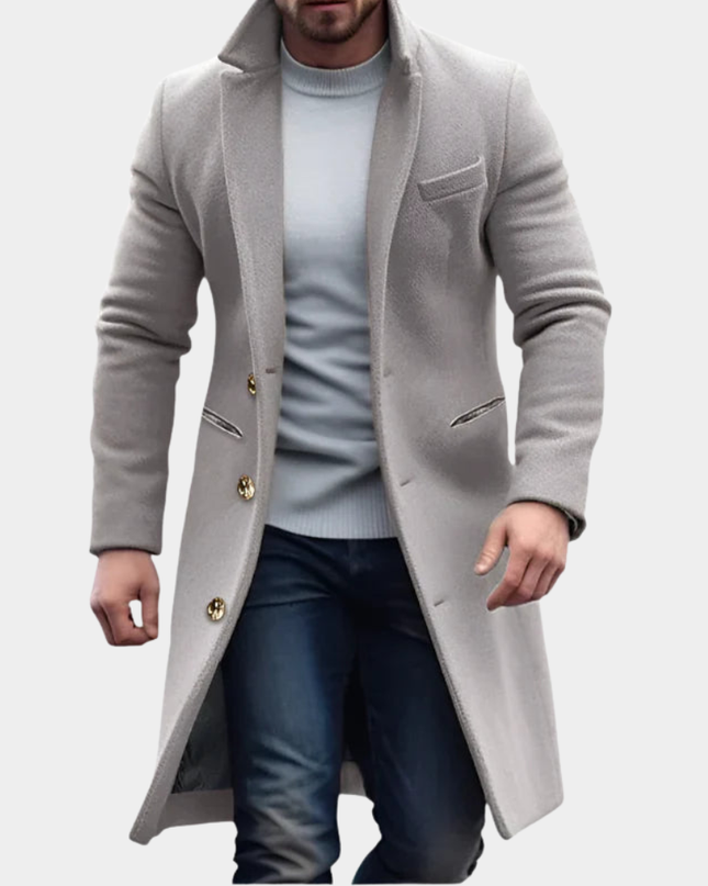 Men's Long Coat in Tailored Cut – Refined Overcoat