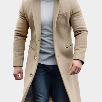 Men's Long Coat in Tailored Cut – Refined Overcoat