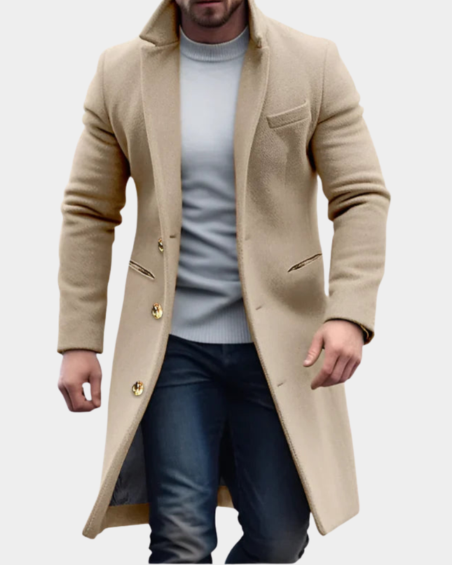 Men's Long Coat in Tailored Cut – Refined Overcoat