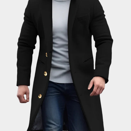 Men's Long Coat in Tailored Cut – Refined Overcoat
