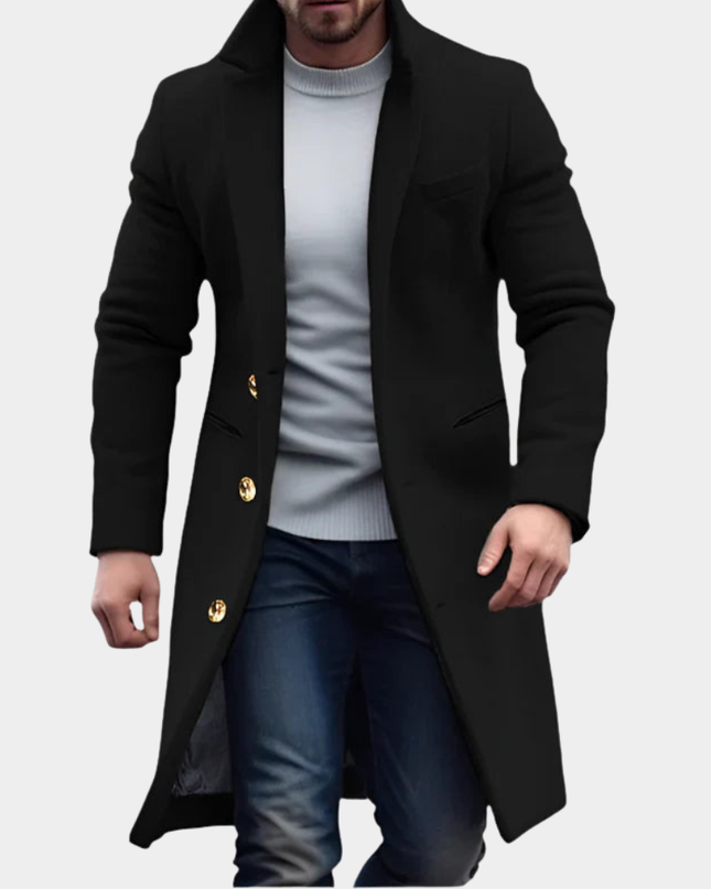 Men's Long Coat in Tailored Cut – Refined Overcoat