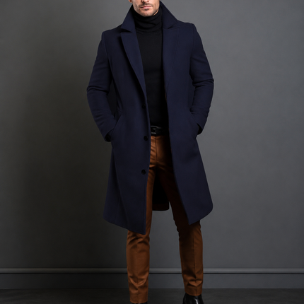 Men's Long Overcoat – Tailored Fit Smart Formal Coat