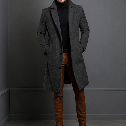 Men's Long Overcoat – Tailored Fit Smart Formal Coat