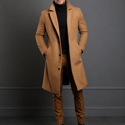 Men's Long Overcoat – Tailored Fit Smart Formal Coat
