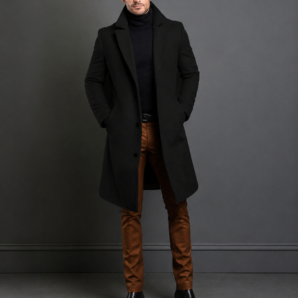 Men's Long Overcoat – Tailored Fit Smart Formal Coat