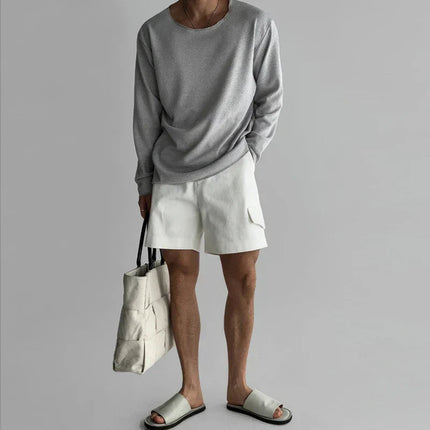Men's Long Sleeve T-Shirt in Relaxed Cut – Textured Knit Finish