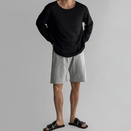 Men's Long Sleeve T-Shirt in Relaxed Cut – Textured Knit Finish