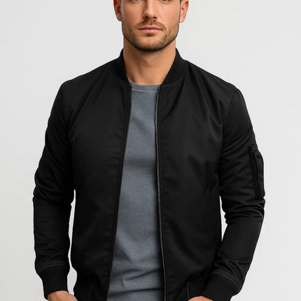 Men's Minimalist Bomber Jacket – Zip Front Everyday Layer