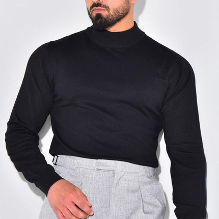 Men's Mock Neck Jumper – Fine Knit Smart Casual Layer