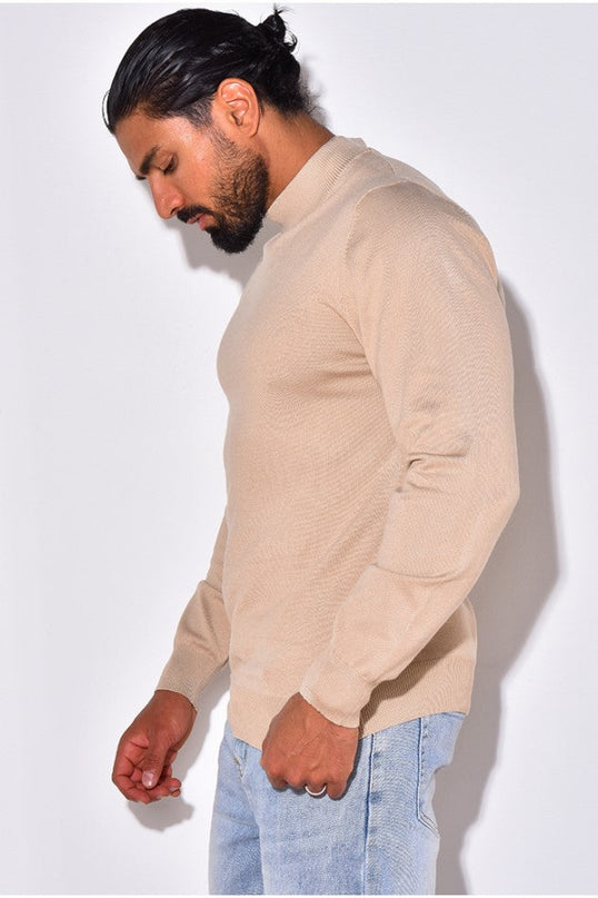 Men's Mock Neck Jumper – Fine Knit Smart Casual Layer