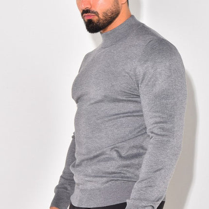 Men's Mock Neck Jumper – Fine Knit Smart Casual Layer