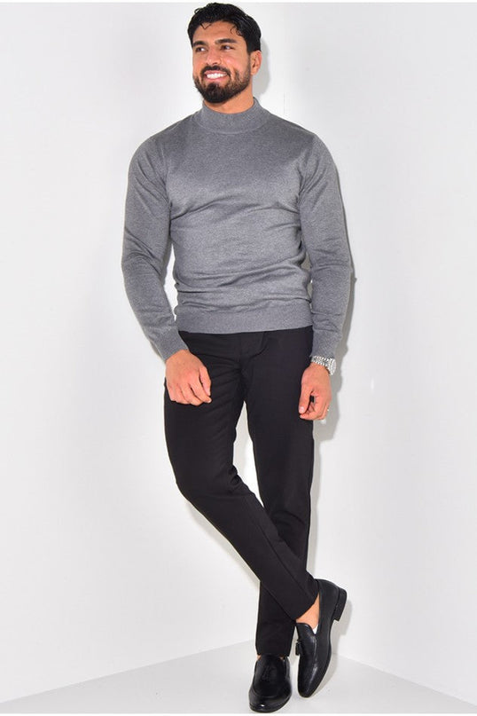 Men's Mock Neck Jumper – Fine Knit Smart Casual Layer