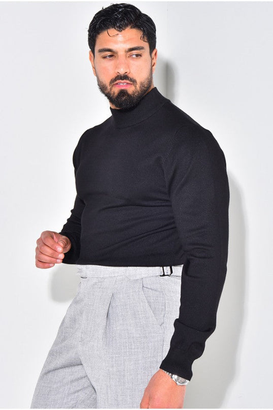 Men's Mock Neck Jumper – Fine Knit Smart Casual Layer