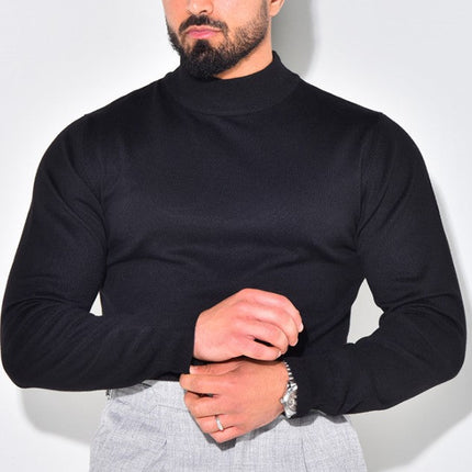 Men's Mock Neck Jumper – Fine Knit Smart Casual Layer