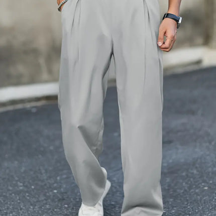 Men's Pleated Trousers – Relaxed Wide Leg Tailored Cut