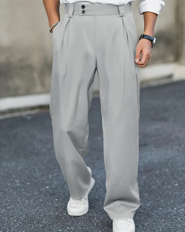 Men's Pleated Trousers – Relaxed Wide Leg Tailored Cut