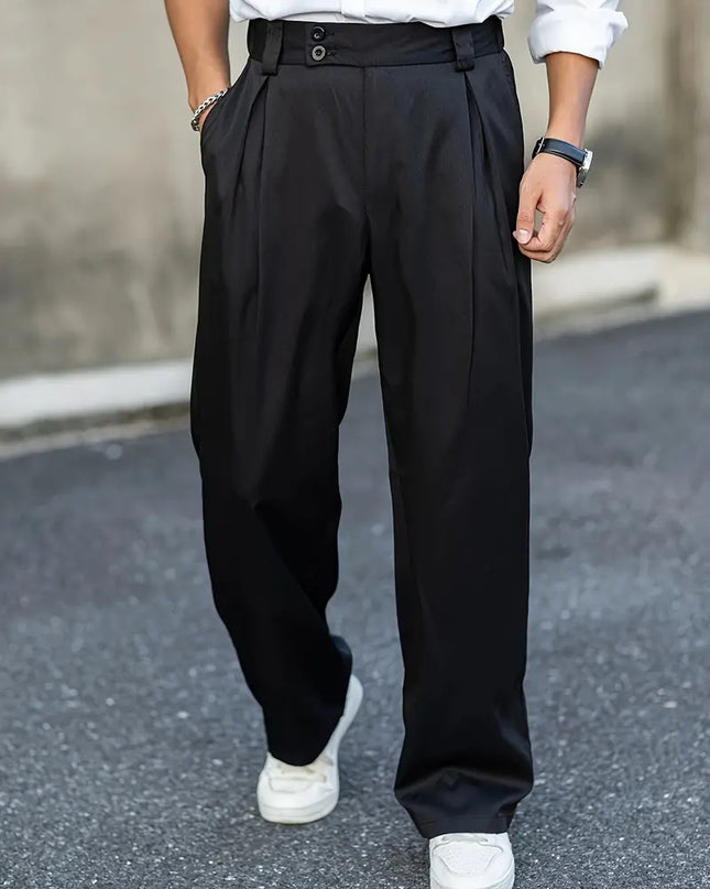 Men's Pleated Trousers – Relaxed Wide Leg Tailored Cut