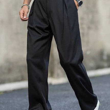 Men's Pleated Trousers – Relaxed Wide Leg Tailored Cut