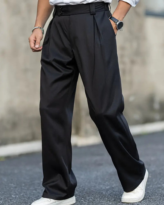 Men's Pleated Trousers – Relaxed Wide Leg Tailored Cut