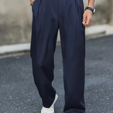 Men's Pleated Trousers – Relaxed Wide Leg Tailored Cut