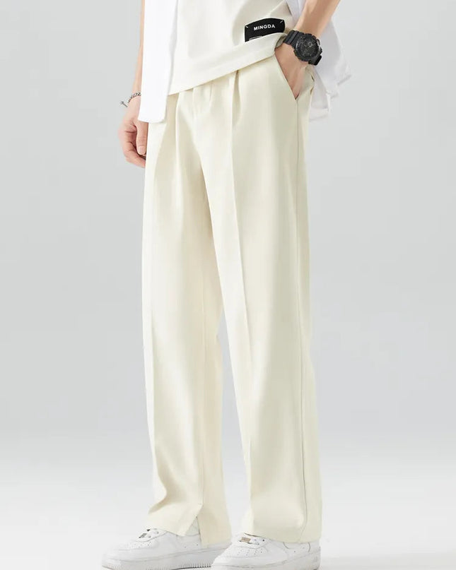 Men's Pleated Wide Leg Trousers – Tailored High-Rise Silhouette
