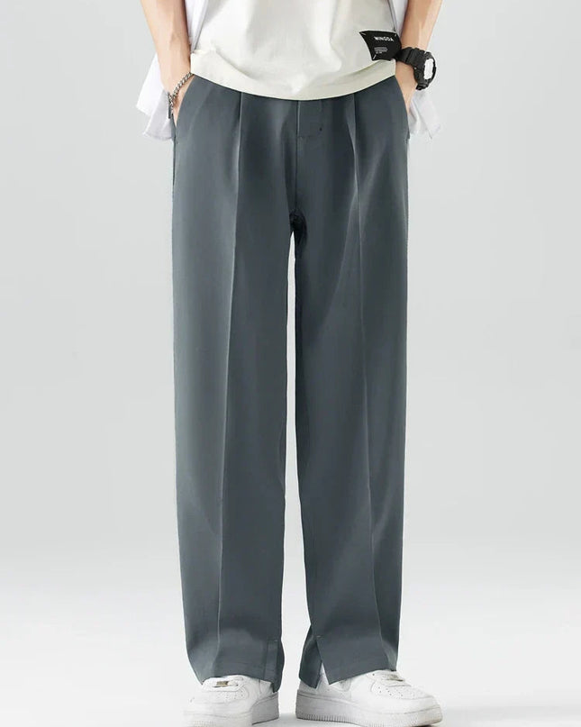 Men's Pleated Wide Leg Trousers – Tailored High-Rise Silhouette