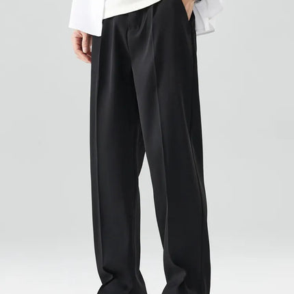 Men's Pleated Wide Leg Trousers – Tailored High-Rise Silhouette